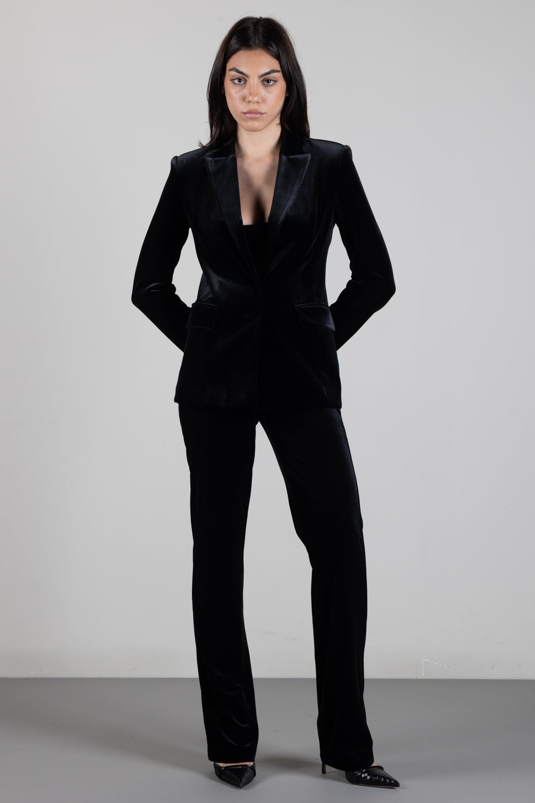 Patrizia Pepe Blazer Monopetto In Velluto 2S0020 J0085 NERO