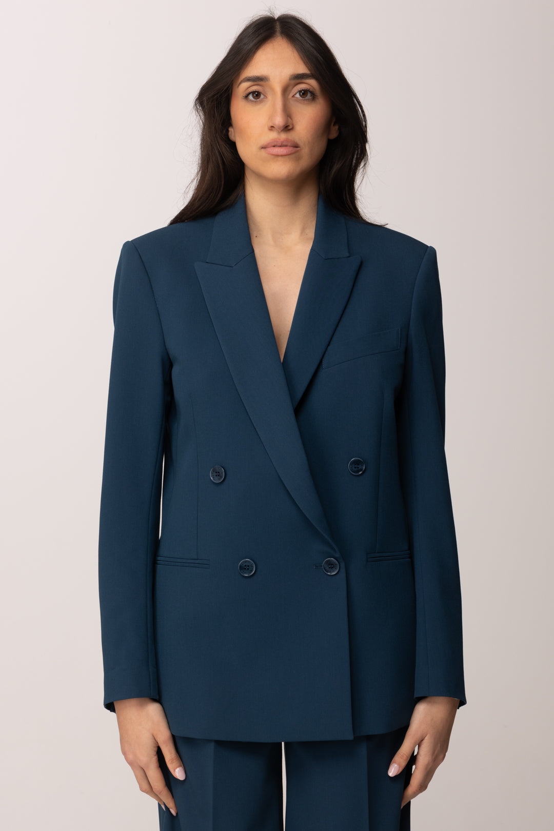Patrizia Pepe Blazer Oversize Doppiopetto 8S0585 A498 LAGOON BLUE