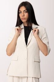 Imperial Blazer Regular Fit a Righe Maniche Corte JAP1LAF PANNA