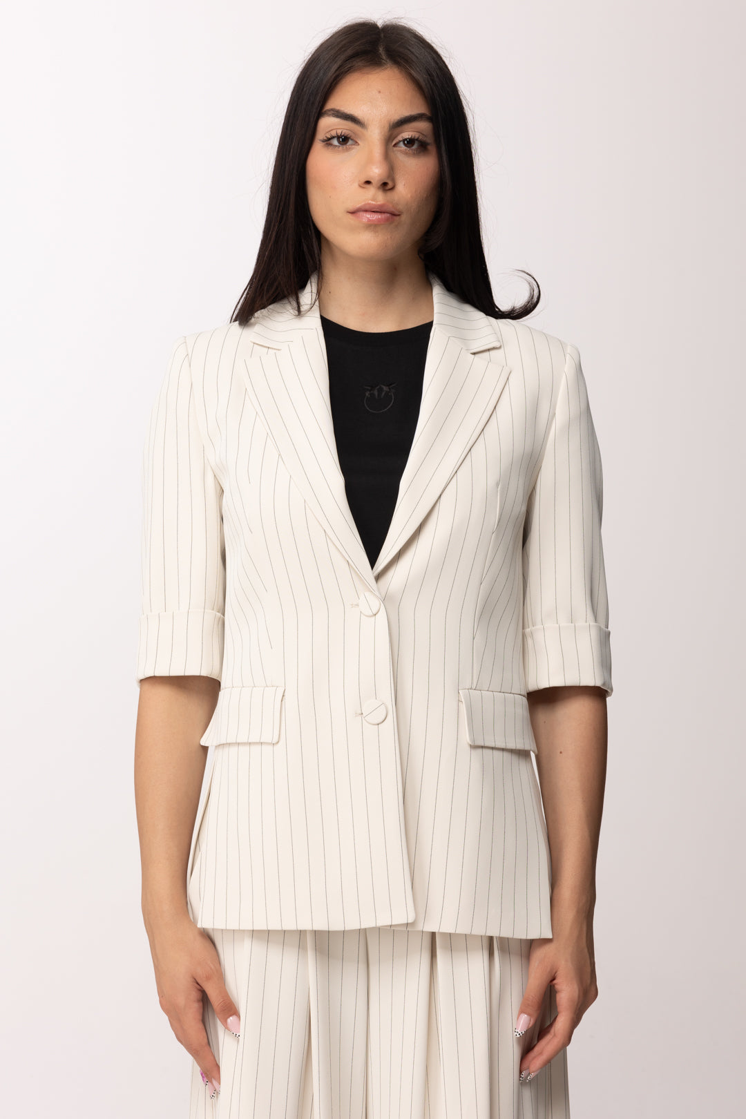 Imperial Blazer Regular Fit a Righe Maniche Corte JAP1LAF PANNA