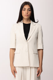Imperial Blazer Regular Fit a Righe Maniche Corte JAP1LAF PANNA