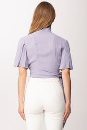 Elisabetta Franchi Blusa Crop In Georgette con Fusciacca CA15862E2 LILLA