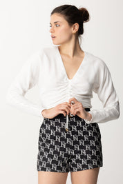 Elisabetta Franchi Blusa Cropped In Viscosa CA05042E2 AVORIO
