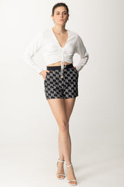 Elisabetta Franchi Blusa Cropped In Viscosa CA05042E2 AVORIO