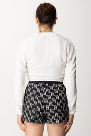Elisabetta Franchi Blusa Cropped In Viscosa CA05042E2 AVORIO