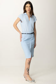 Patrizia Pepe Blusa Fluida con Colletto Minimal 8C0775 A8I1 SHIRTING SKY