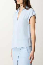 Patrizia Pepe Blusa Fluida con Colletto Minimal 8C0775 A8I1 SHIRTING SKY