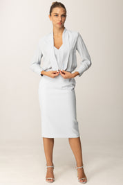 Elisabetta Franchi Blusa In Georgette con Fusciacca e Smerlature CA08956E2 STARLIGHT