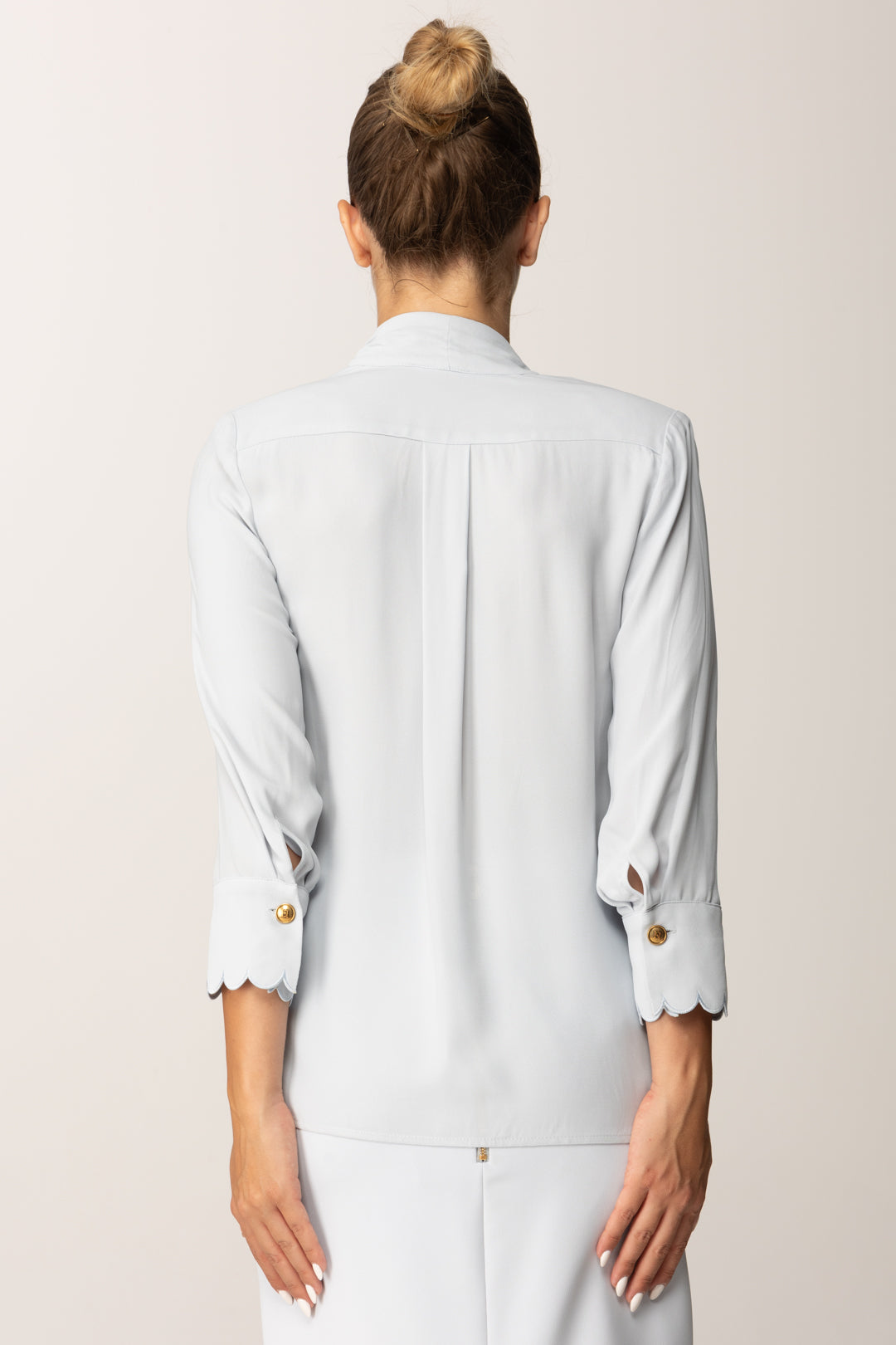 Elisabetta Franchi Blusa In Georgette con Fusciacca e Smerlature CA08956E2 STARLIGHT