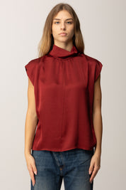 Manila Grace Blusa In Raso con Colletto C120VU BURGUNDY