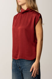 Manila Grace Blusa In Raso con Colletto C120VU BURGUNDY