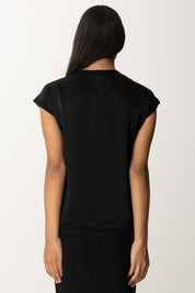 Pinko Blusa In Satin con Inserto In Georgette 103951 NERO LIMOUSINE