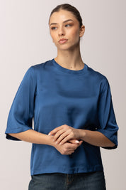 Meme Road Blusa In Satin con Maniche a Tre Quarti M5422C TWILIGHT