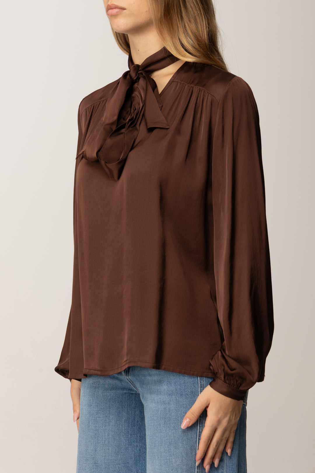 Manila Grace Blusa In Viscosa con Fiocco Al Collo C037VU ARABICA