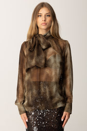 Elisabetta Franchi Blusa In Voile Stampa Pitone con Fusciacca CA12857E2 LIZARD