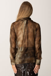 Elisabetta Franchi Blusa In Voile Stampa Pitone con Fusciacca CA12857E2 LIZARD