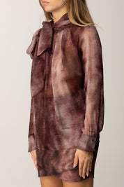 Elisabetta Franchi Blusa In Voile Stampa Pitone con Fusciacca CA12857E2 MERLOT