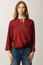 Manila Grace Blusa Incrociata con Scollo a Goccia C121VU BURGUNDY