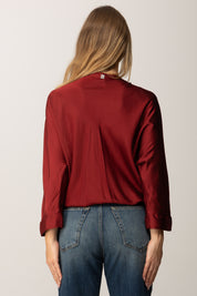 Manila Grace Blusa Incrociata con Scollo a Goccia C121VU BURGUNDY