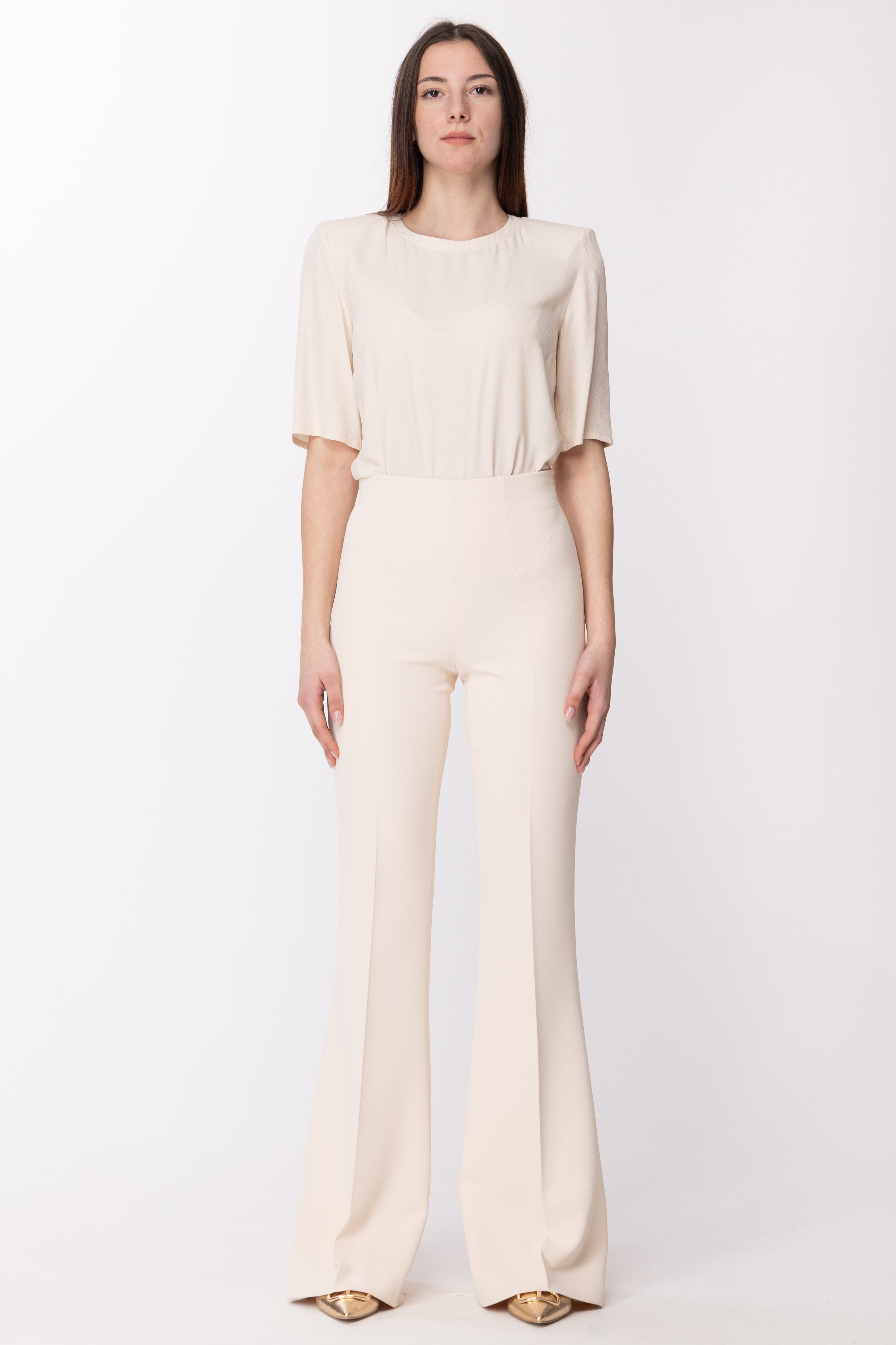 Pinko Blusa Maniche Corte Jacquard 101116 FUMO BIANCO