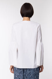 Michael Kors Blusa Morbida con Occhielli Dorati MH74LDD56J BIANCO