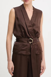 Marciano By Guess Blusa Smanicata Iva con Fusciacca 5YGH15 7350A RICH BROWN