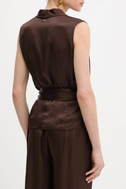 Marciano By Guess Blusa Smanicata Iva con Fusciacca 5YGH15 7350A RICH BROWN