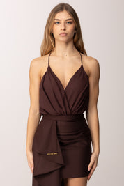 Elisabetta Franchi Body a Incrocio con Schiena Scoperta BO01461E2 CACAO