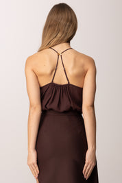 Elisabetta Franchi Body a Incrocio con Schiena Scoperta BO01461E2 CACAO