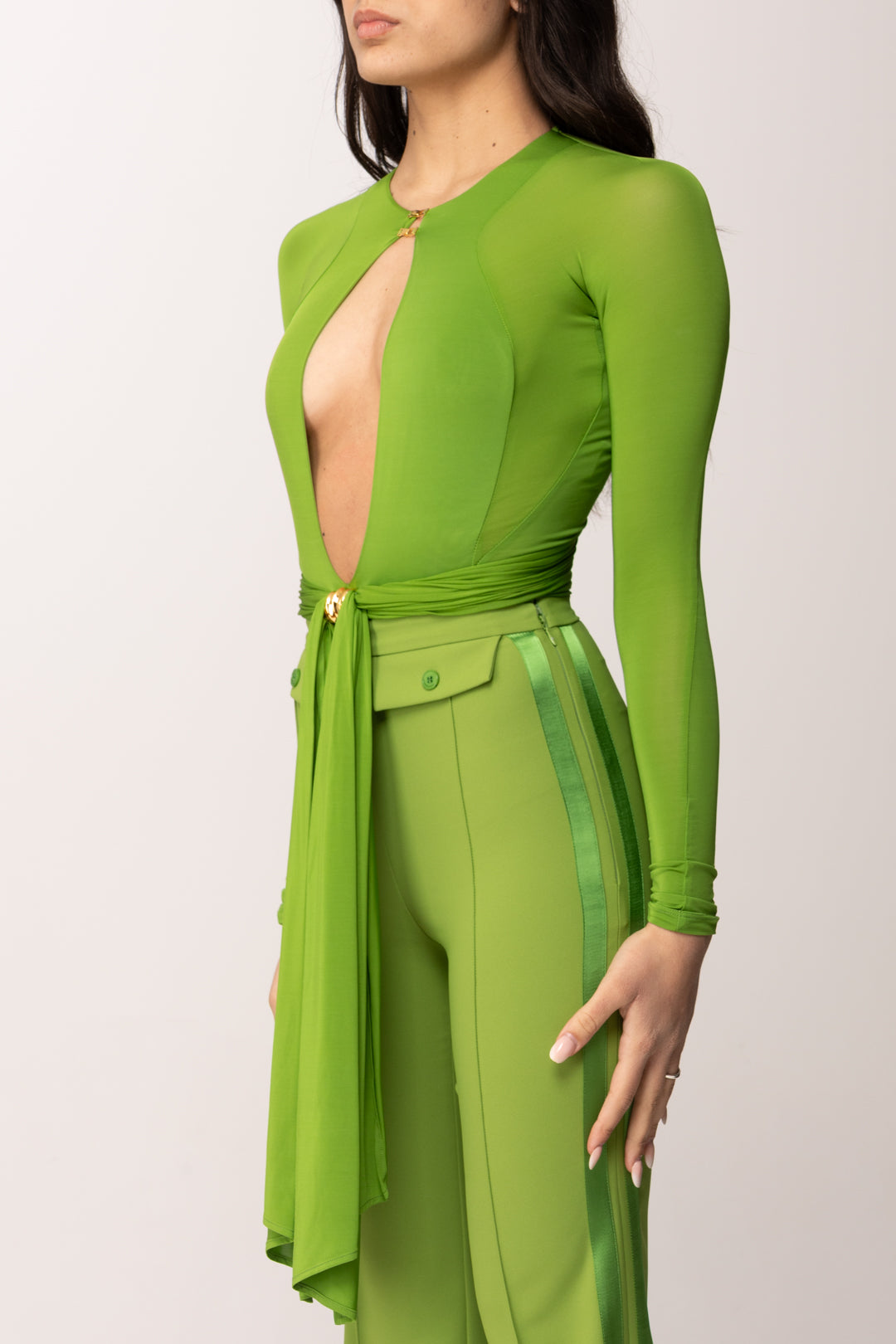 Elisabetta Franchi Body con Apertura Frontale e Fusciacca BO02462E2 ALOE