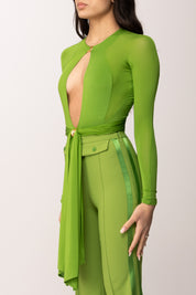 Elisabetta Franchi Body con Apertura Frontale e Fusciacca BO02462E2 ALOE