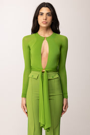 Elisabetta Franchi Body con Apertura Frontale e Fusciacca BO02462E2 ALOE