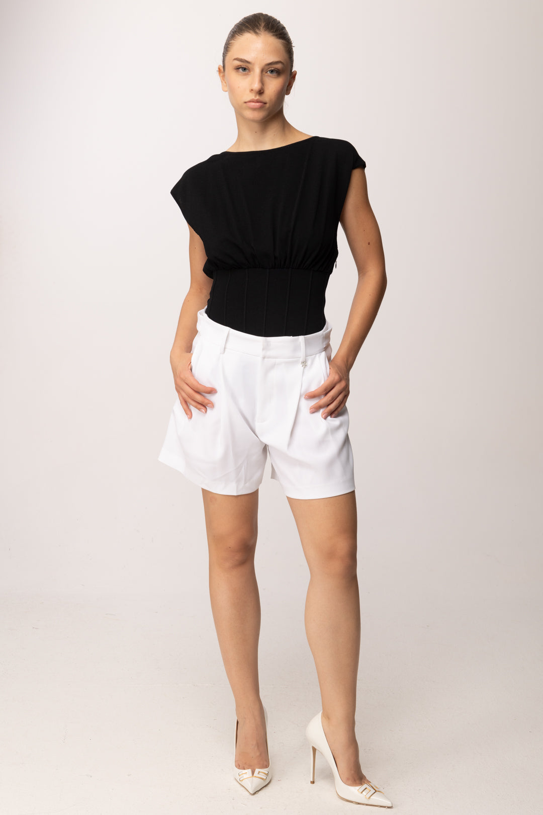 Elisabetta Franchi Body con Schiena Scoperta e Collana Sul Retro BK78T62E2 NERO