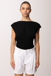 Elisabetta Franchi Body con Schiena Scoperta e Collana Sul Retro BK78T62E2 NERO