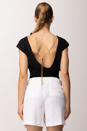 Elisabetta Franchi Body con Schiena Scoperta e Collana Sul Retro BK78T62E2 NERO
