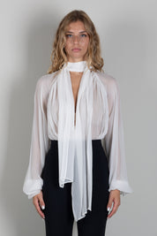 Elisabetta Franchi Body In Crêponne con Fusciacca Al Collo CB00566E2 AVORIO