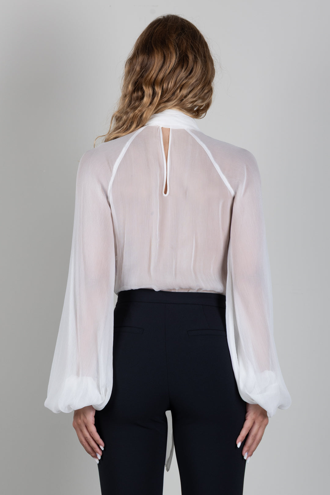 Elisabetta Franchi Body In Crêponne con Fusciacca Al Collo CB00566E2 AVORIO