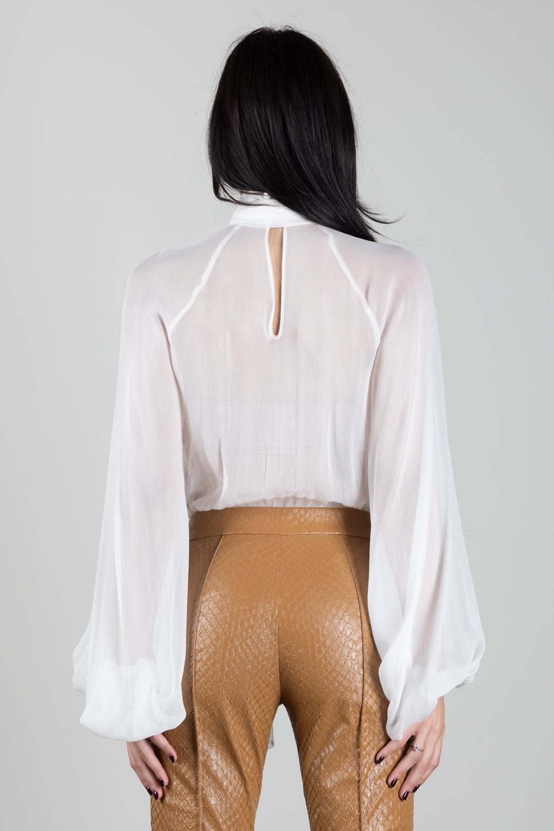 Elisabetta Franchi Body In Crêponne con Fusciacca Al Collo CB00566E2 AVORIO