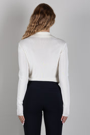 Elisabetta Franchi Body In Filato Di Viscosa con Catena Gioiello BK03S66E2 BURRO