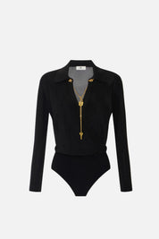 Elisabetta Franchi Body In Filato Di Viscosa con Catena Gioiello BK03S66E2 NERO