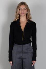 Elisabetta Franchi Body In Filato Di Viscosa con Catena Gioiello BK03S66E2 NERO