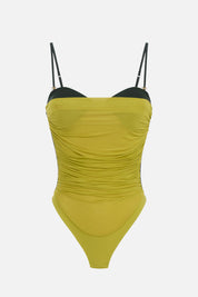 Elisabetta Franchi Body In Jersey con Coppe e Drappeggi BO00456E2 IGUANA