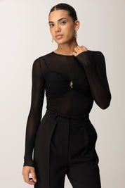 Elisabetta Franchi Body In Jersey con Placca Gioiello BO01657E2 NERO