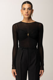 Elisabetta Franchi Body In Jersey con Placca Gioiello BO01657E2 NERO