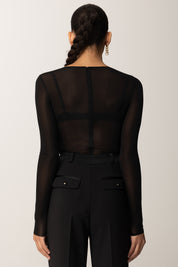 Elisabetta Franchi Body In Jersey con Placca Gioiello BO01657E2 NERO