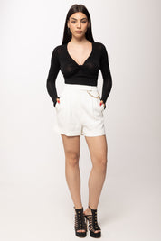Elisabetta Franchi Body In Jersey Crêpe con Nodo e Drappeggio BO01261E2 NERO