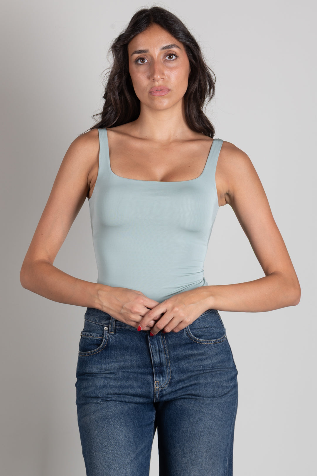 Elisabetta Franchi Body In Jersey Crêpe Leggero BO03966E2 GLASS