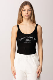 Elisabetta Franchi Body In Maglia a Canotta con Stampa Logo BK81Q61E2 NERO