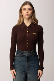 Elisabetta Franchi Body In Maglia a Micro-trecce BK82B61E2 CACAO