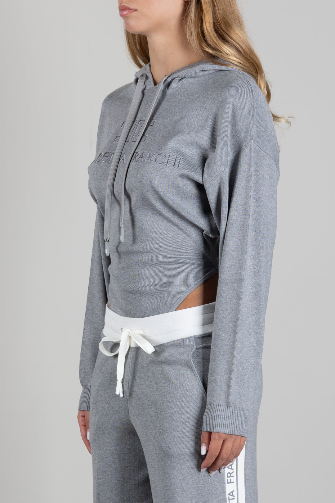 Elisabetta Franchi Body In Maglia con Cappuccio BK87S66E2 GRIGIO MELANGE